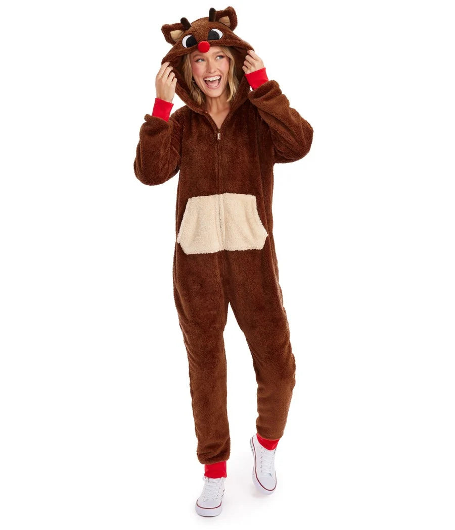 Matching Rudolph Sherpa Family Jumpsuits