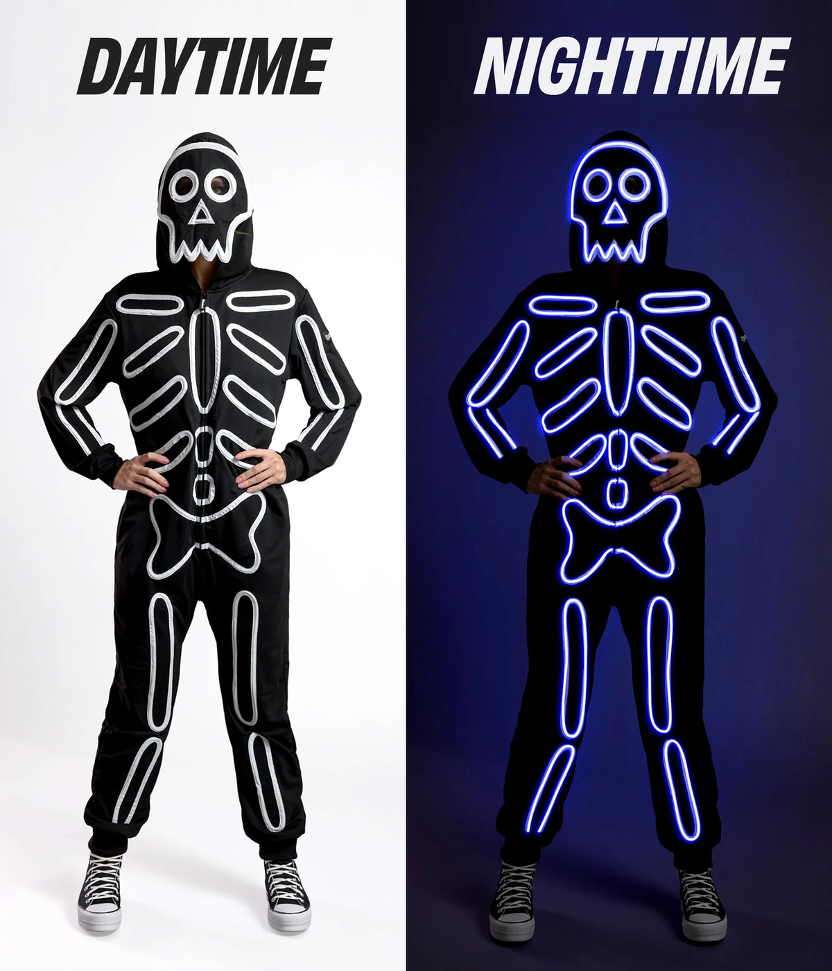 Women's Neon LED Light Up Skeleton Costume