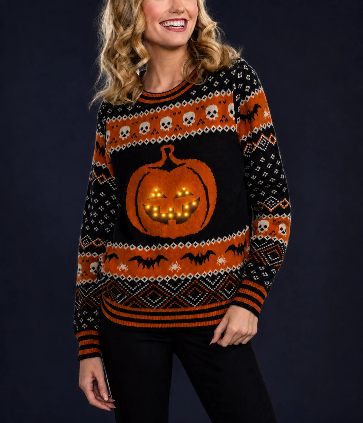 Women's Pumpkin Light Up Halloween Sweater