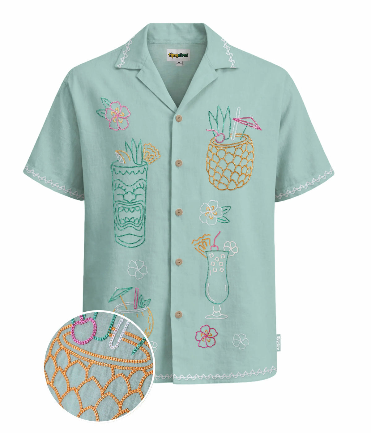 Men's Tiki Drink Linen Cabana Shirt