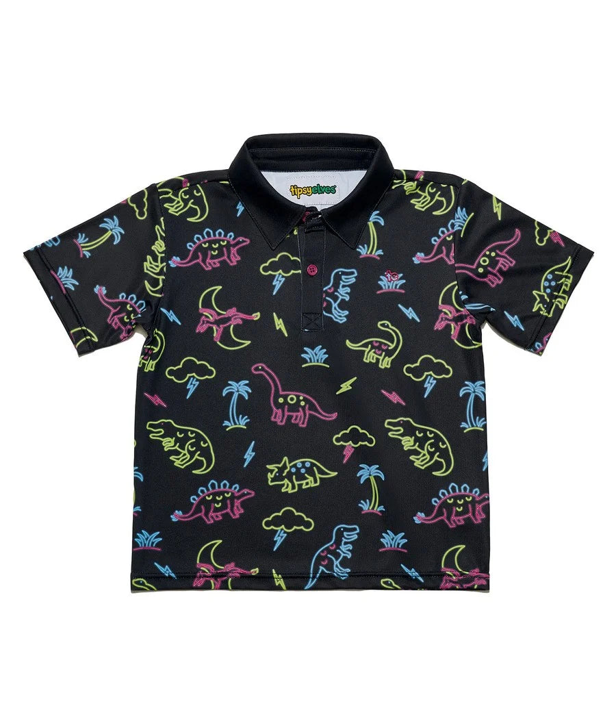 Toddler Boy's Neon Dinosaur Golf Polo