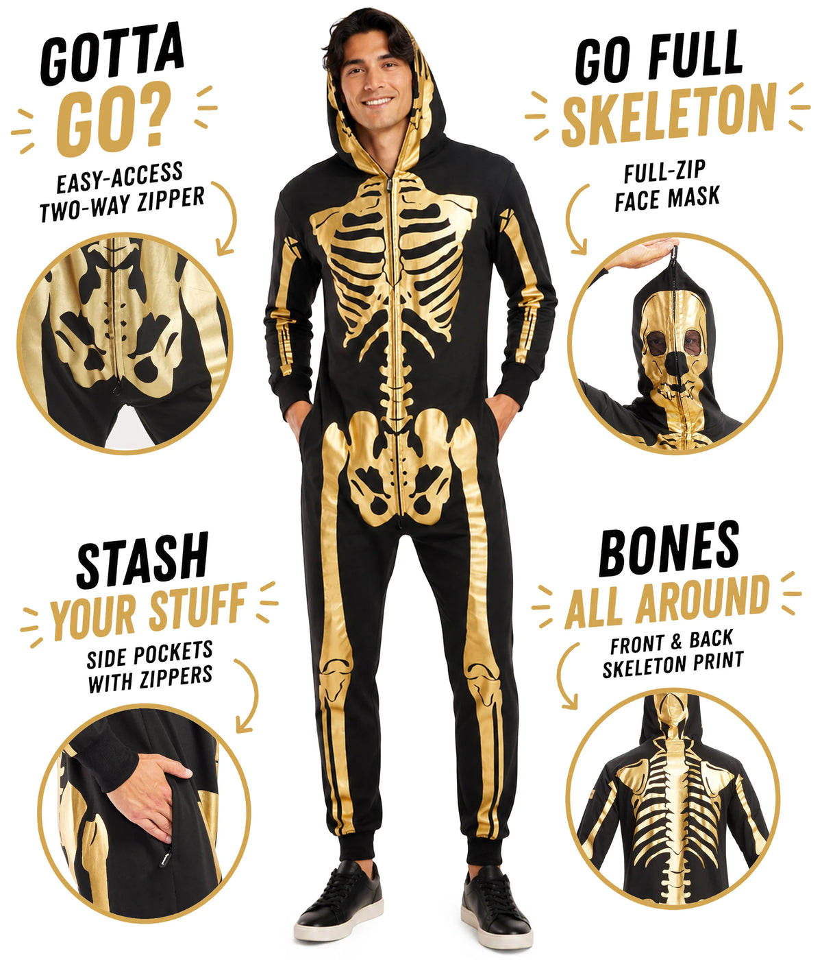 Men's Gold Skeleton Costume