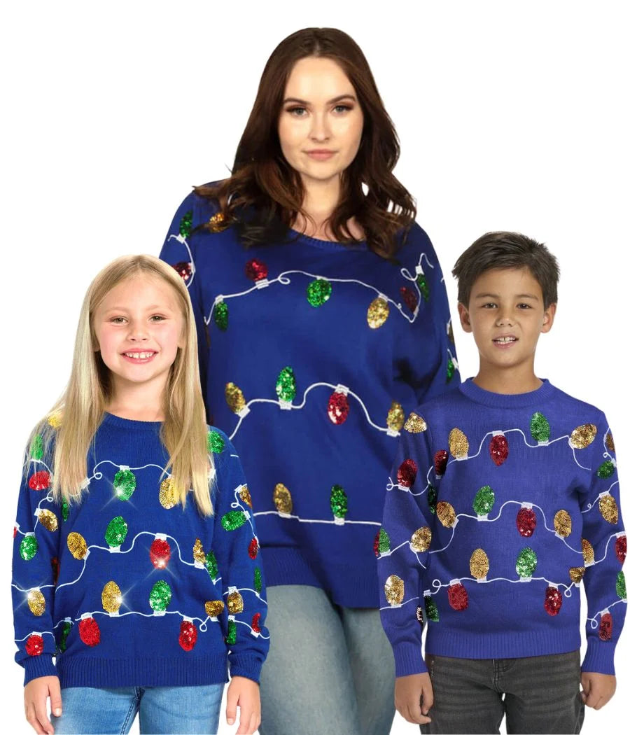Matching Christmas Lights Family Christmas Sweaters