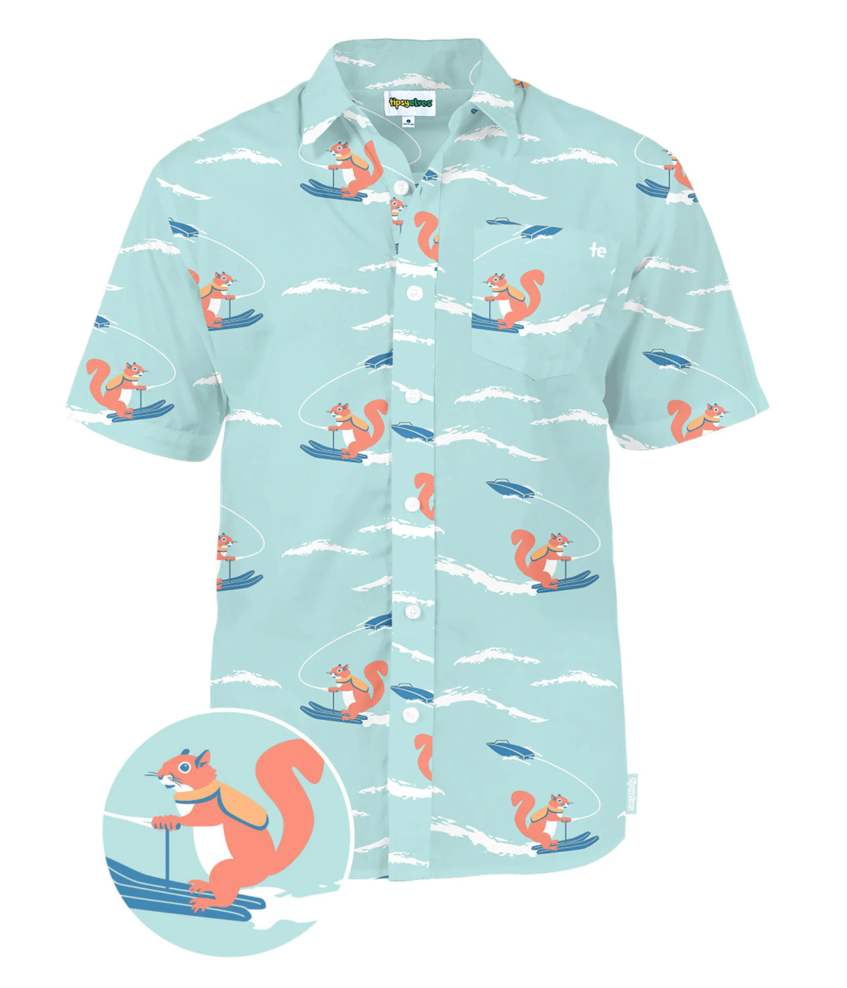 Men's Squirrel On Water Skis Hawaiian Shirt