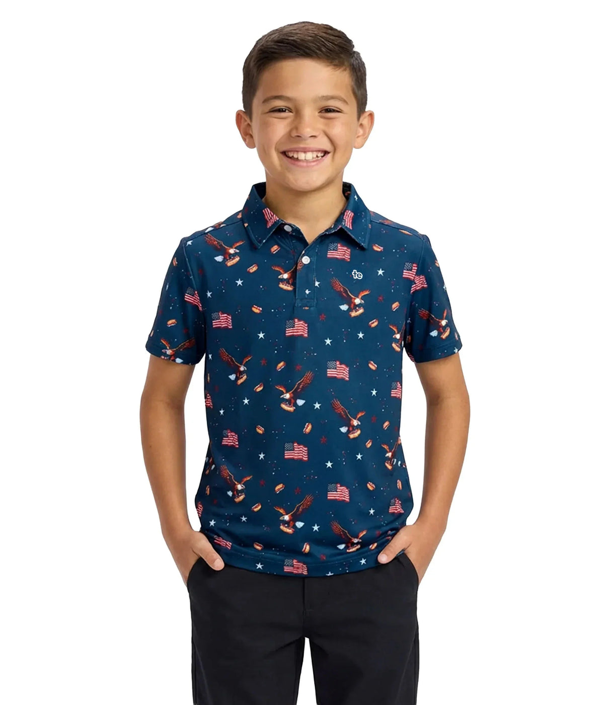 Boy's 8-Bit Eagle Golf Polo