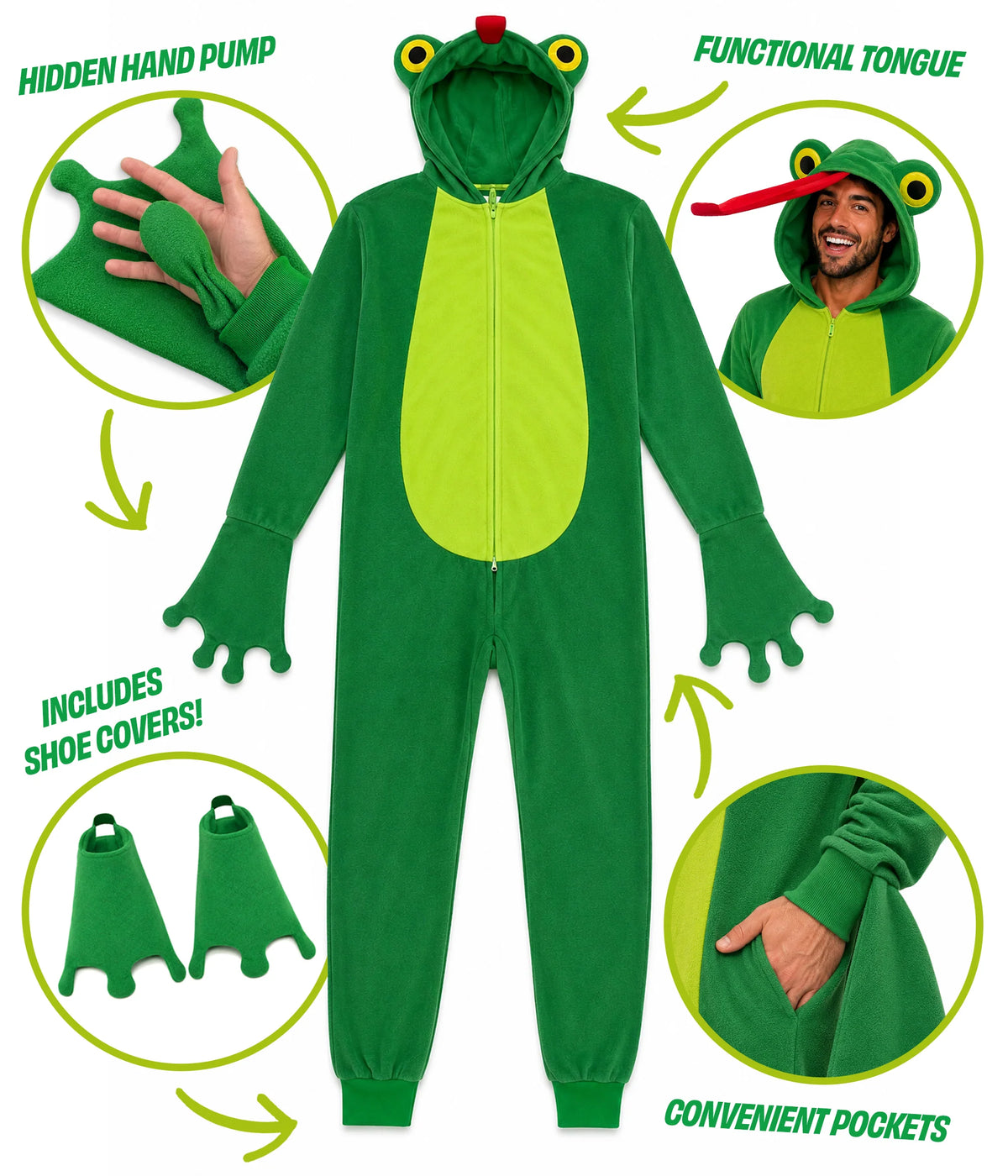 Men’s Pop-Out Tongue Frog Costume