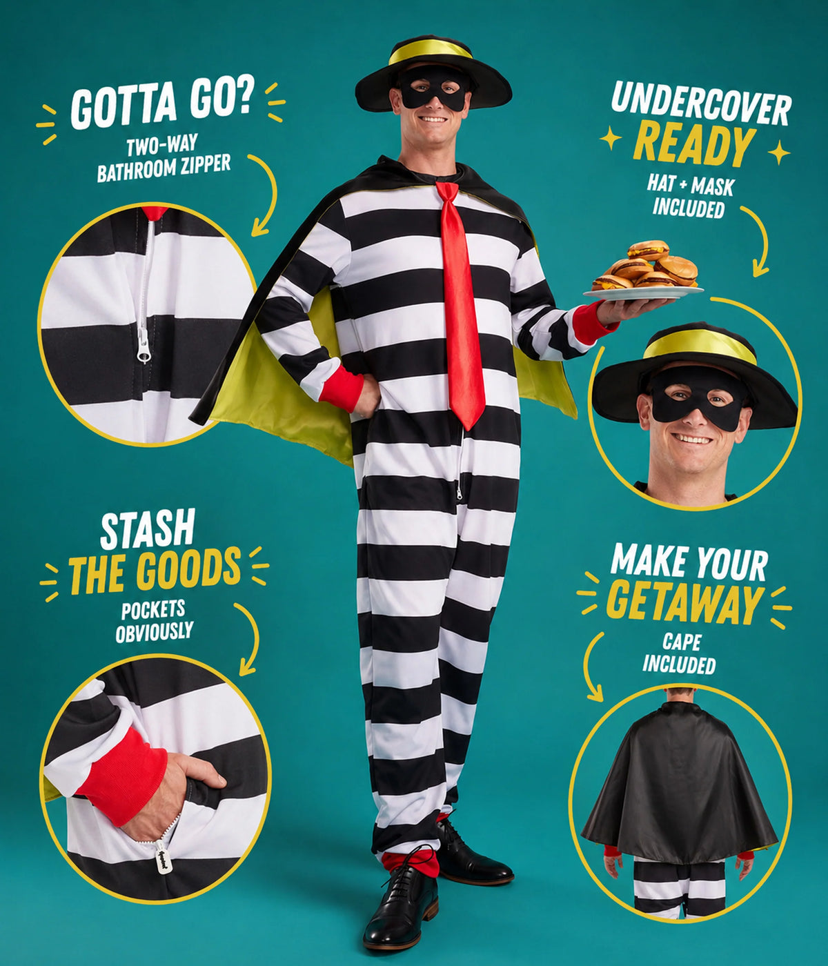Men's Hamburger Thief Costume