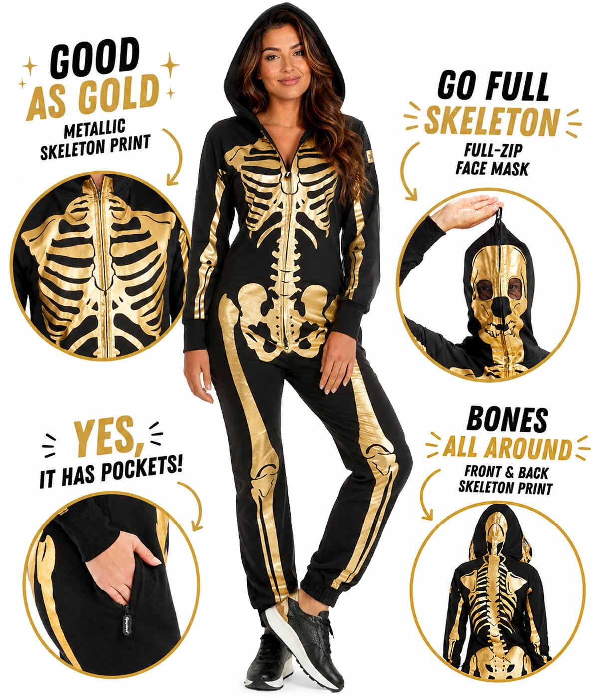 Women's Gold Skeleton Costume