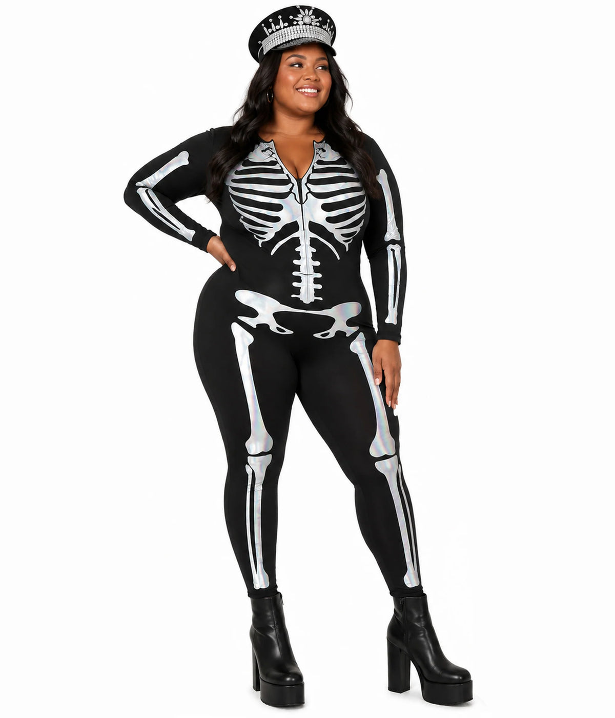 Shimmer Skeleton Bodysuit Plus Size Costume