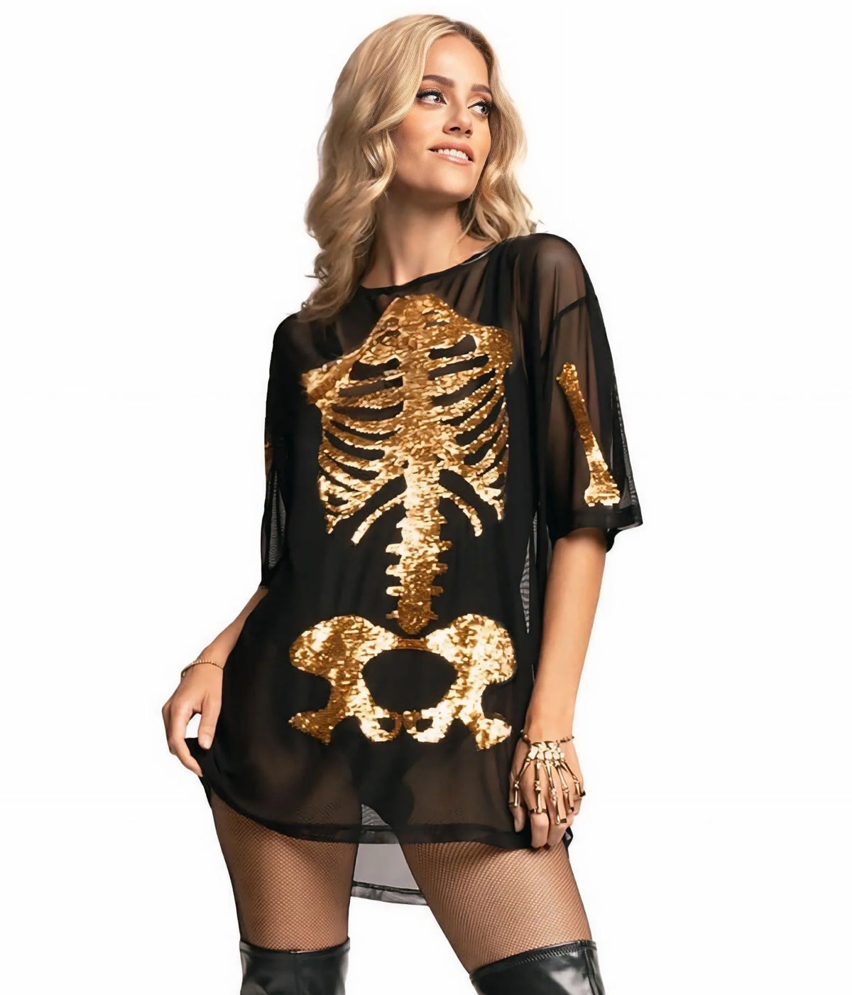 Gold Skeleton Mesh Costume Dress