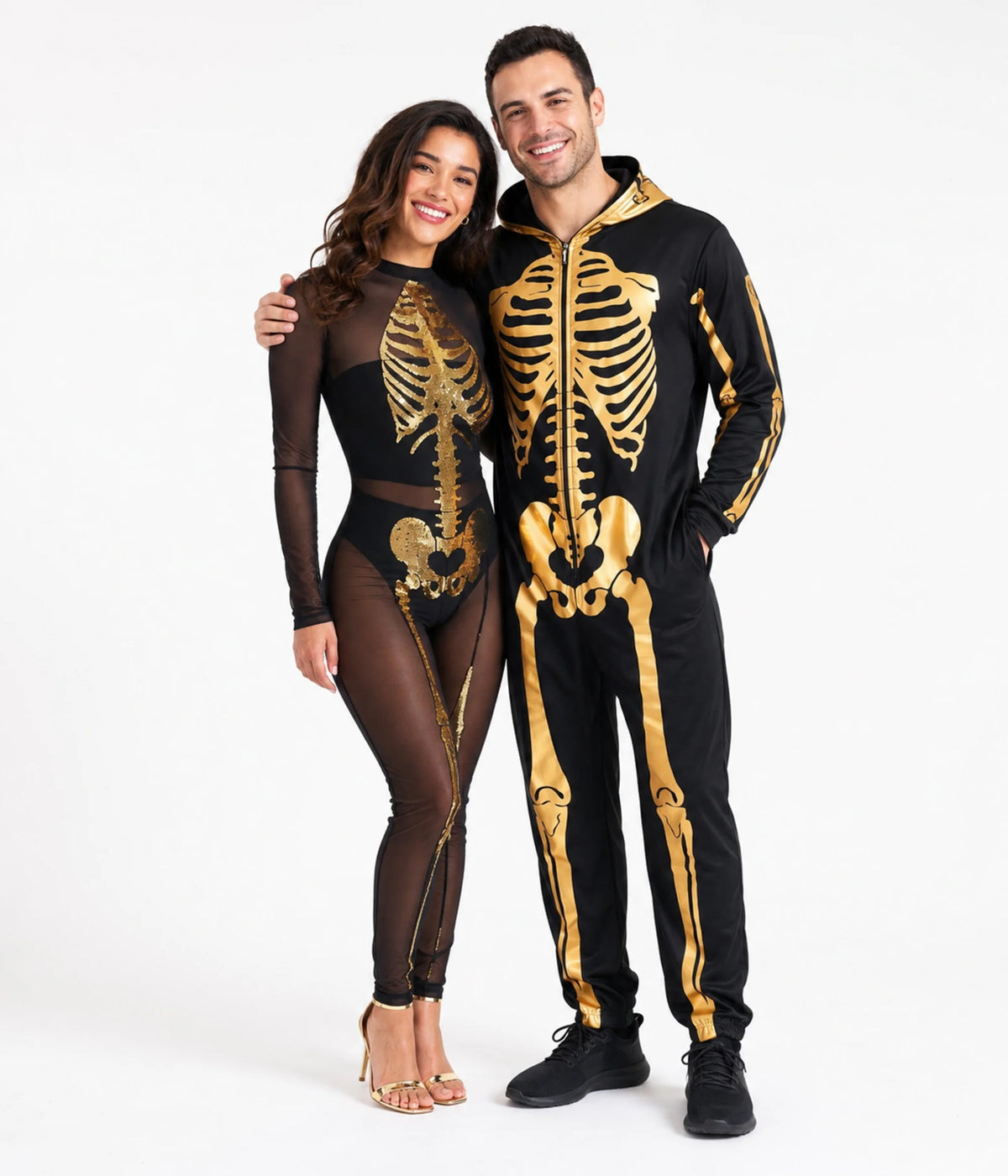 Gold Skeleton Couples Costumes