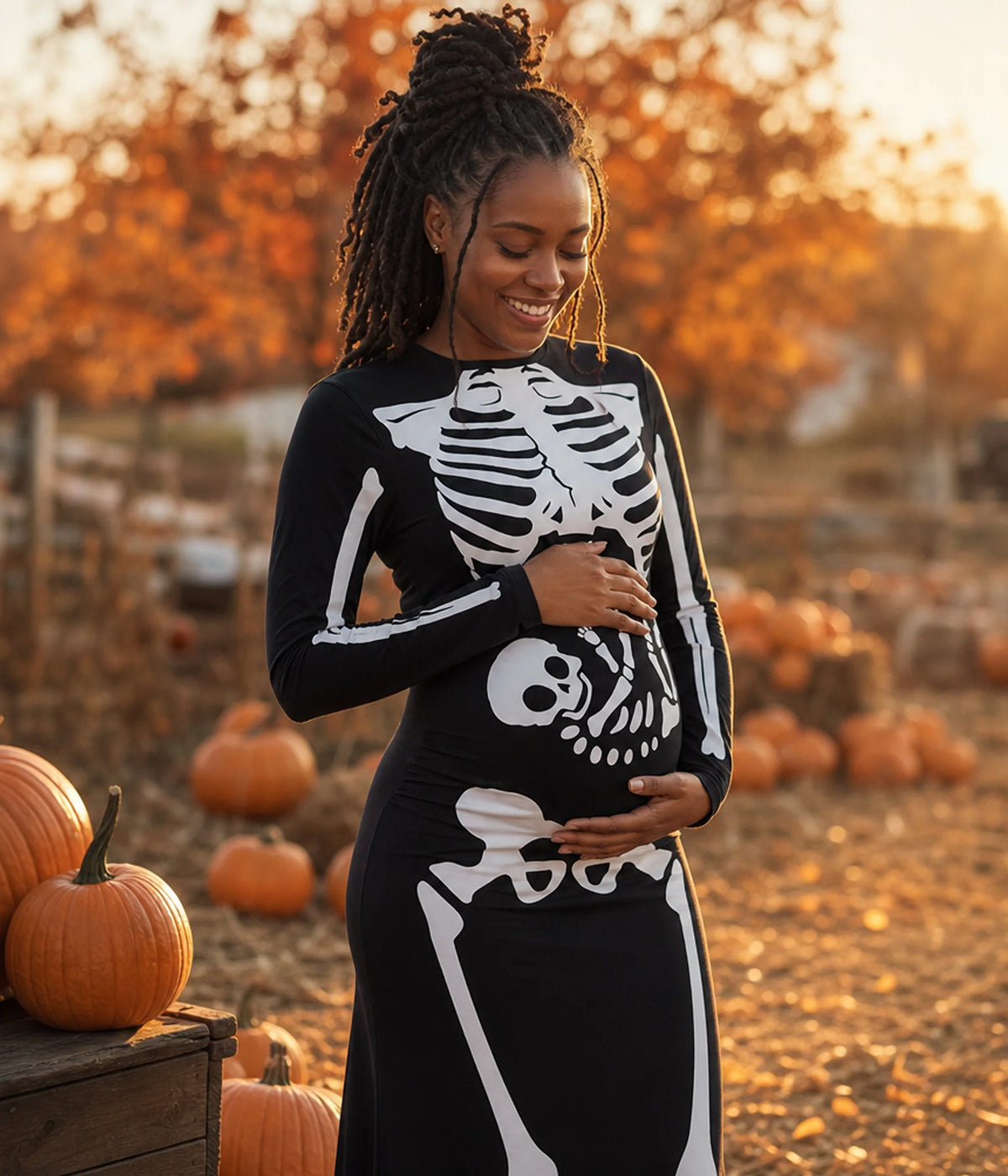 Pregnant Skeleton Maternity Costume Dress