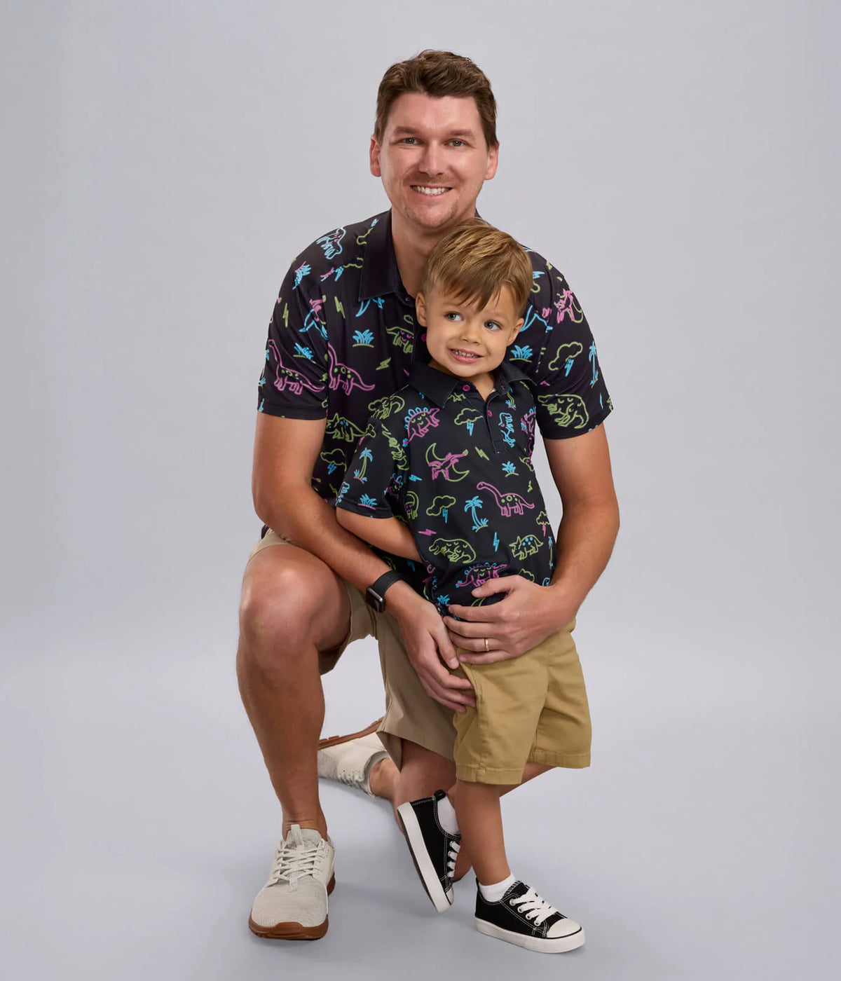 Toddler Boy's Neon Dinosaur Golf Polo