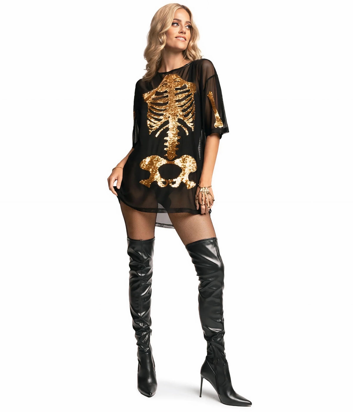 Gold Skeleton Mesh Costume Dress