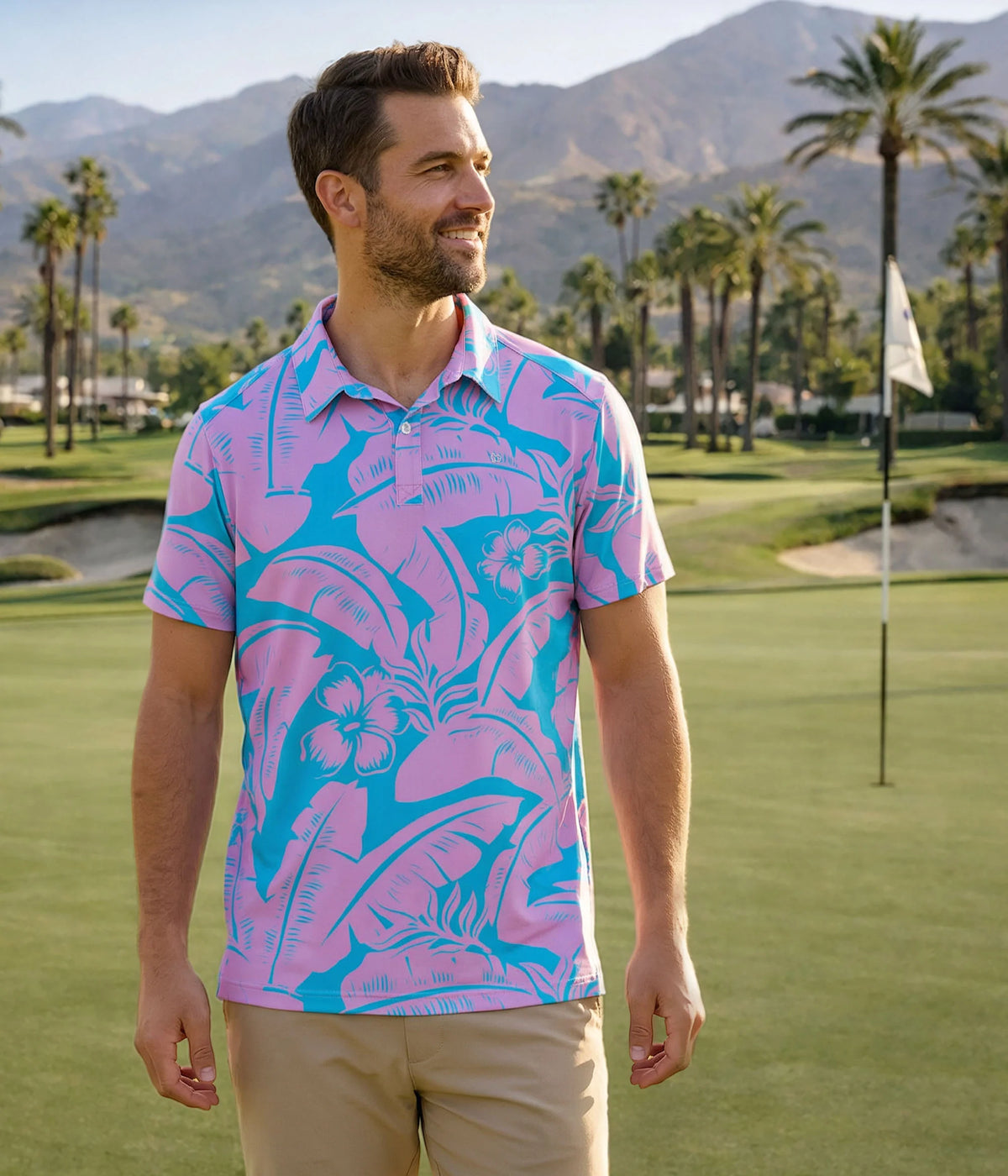 Men's Tropical Tee Time Pickleball Shirt