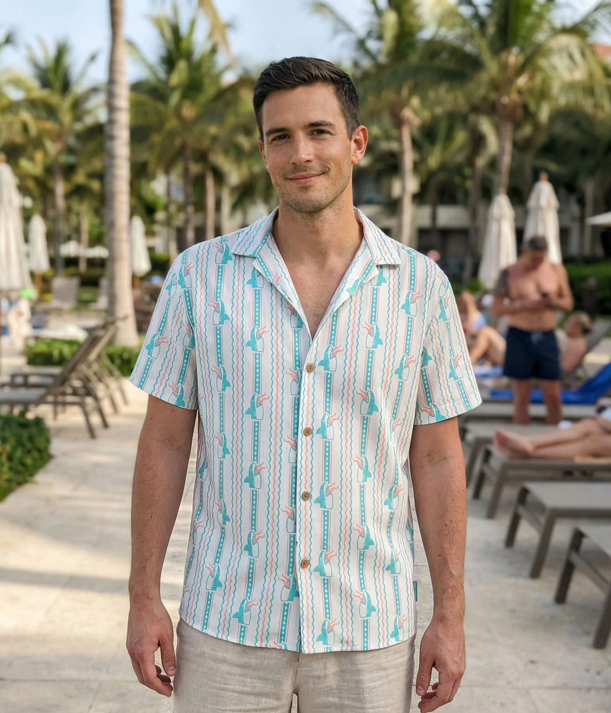 Men's Shark Snack Linen Cabana Shirt
