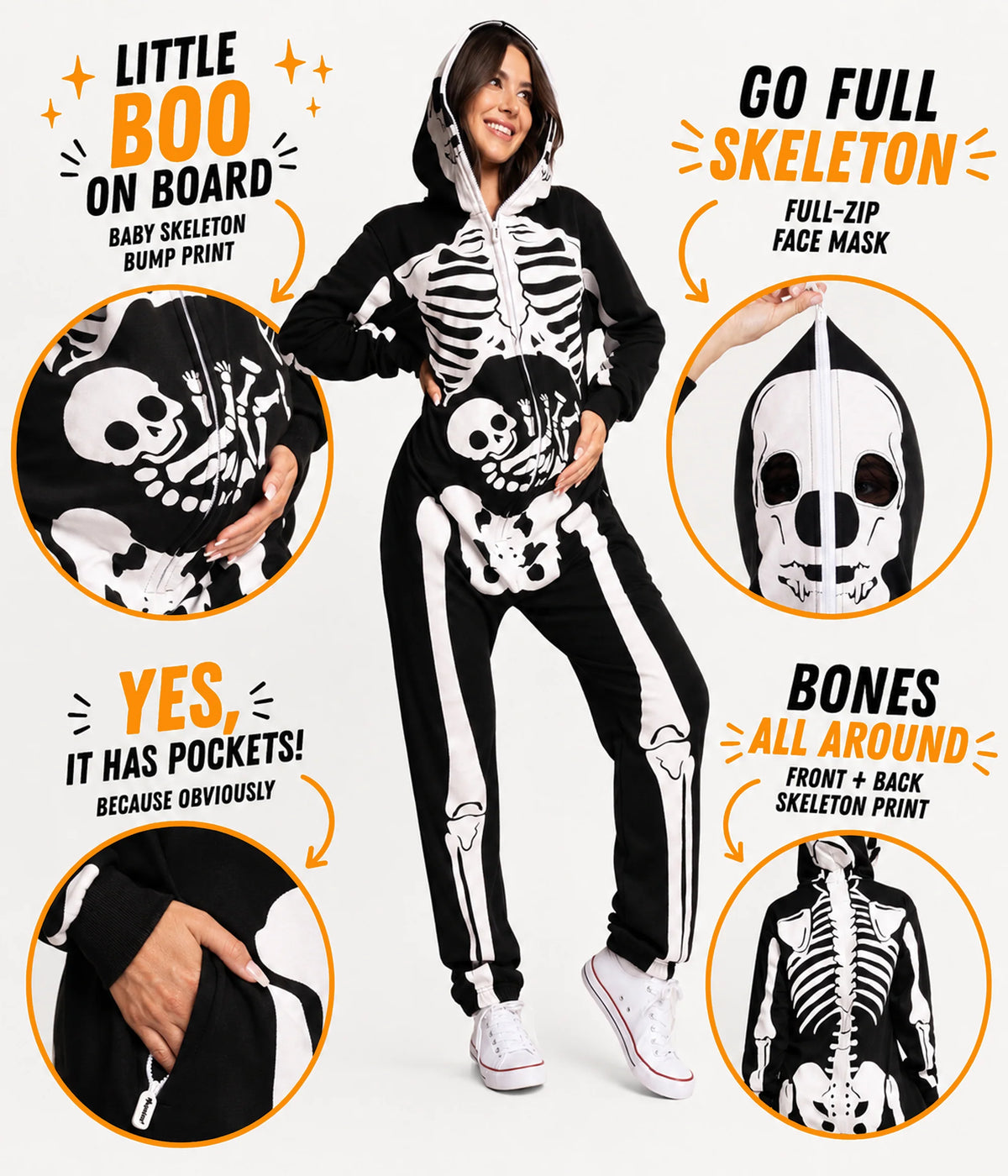 Women's Pregnant Skeleton Maternity Costume