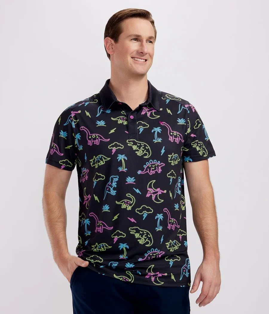 Men's Neon Dinosaur Pickleball Shirt