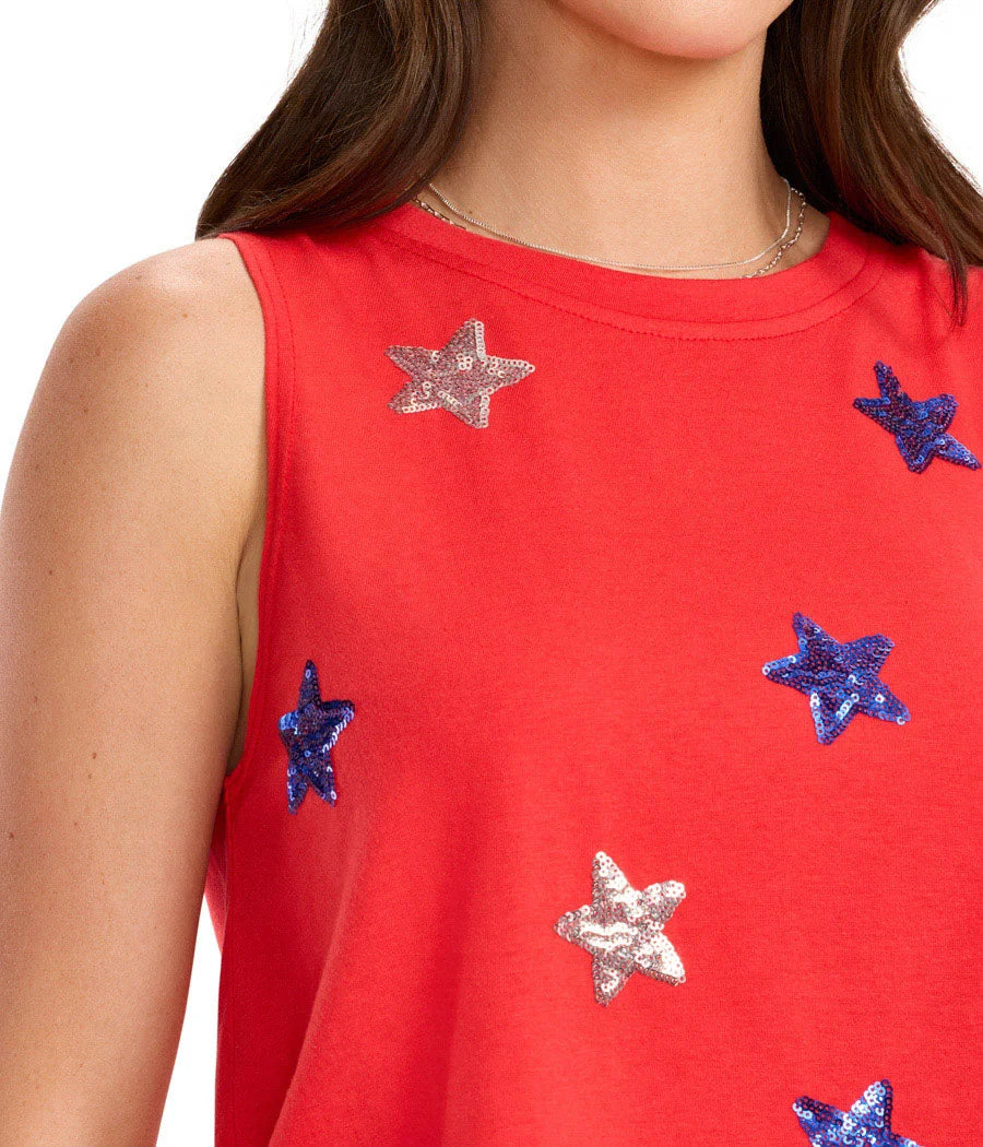 Women's Stars Of Summer Sequin Cropped Tank Top
