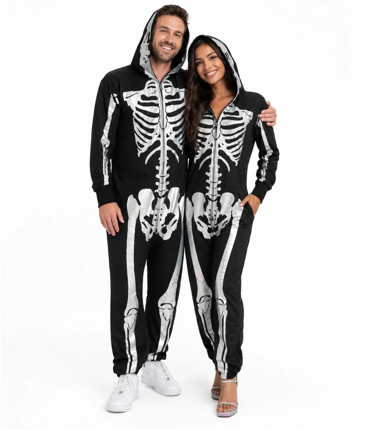 Matching Shimmer Skeleton Couples Costumes