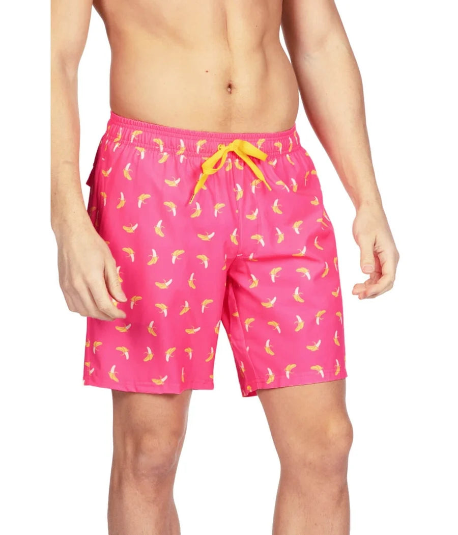 Pink Banana Peel Stretch Swim Trunks - 7.5" Inseam