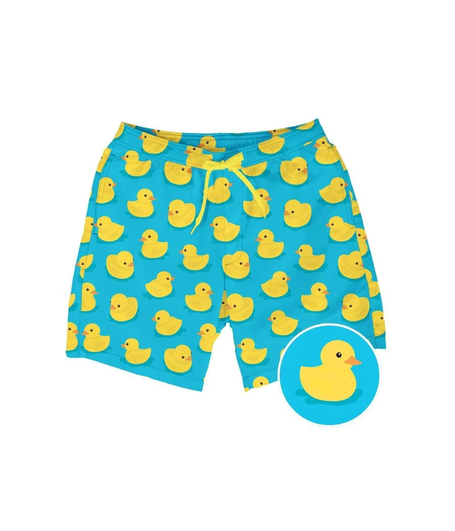 Rubber Ducky Stretch Swim Trunks With Liner - 7.5" Inseam