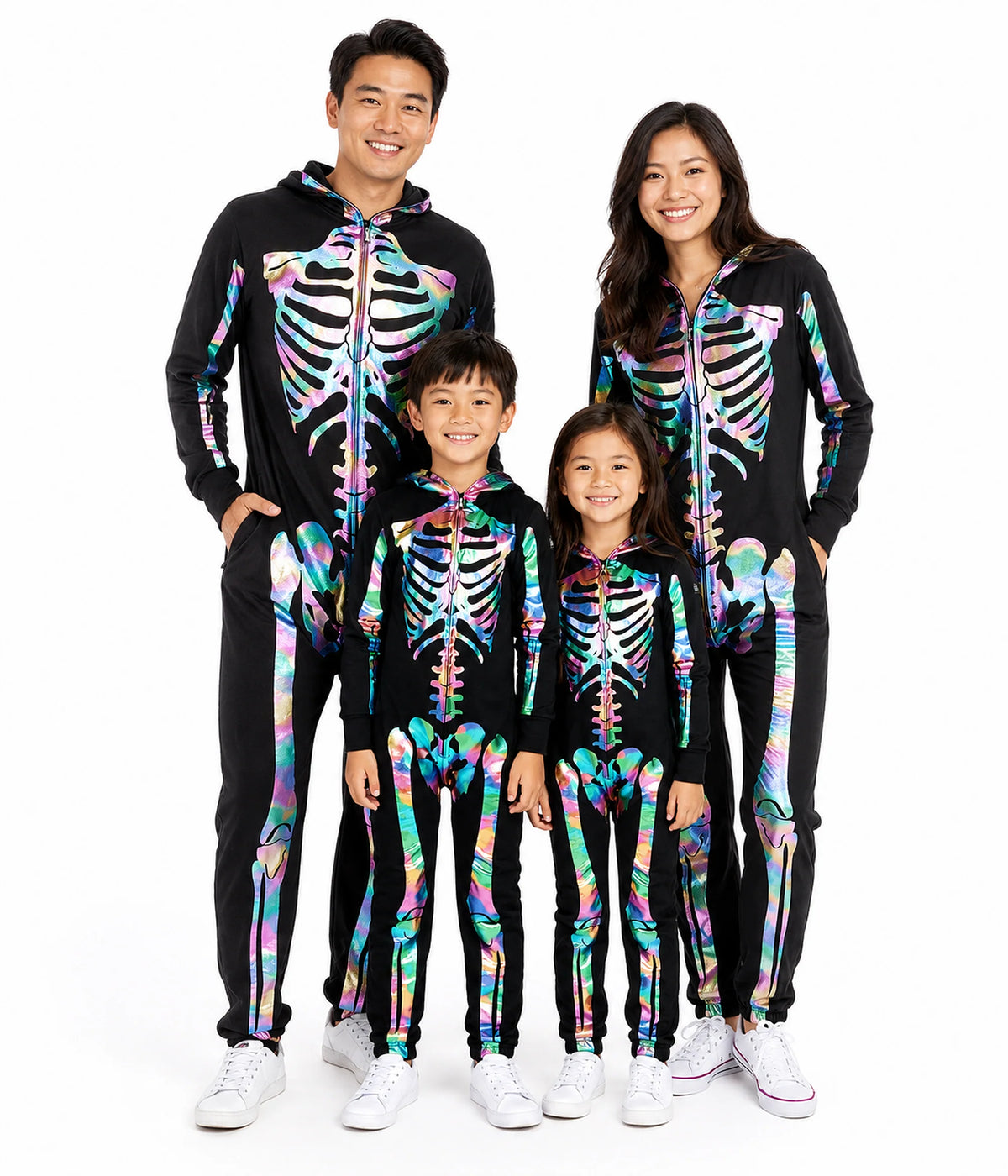 Matching Iridescent Skeleton Family Costumes