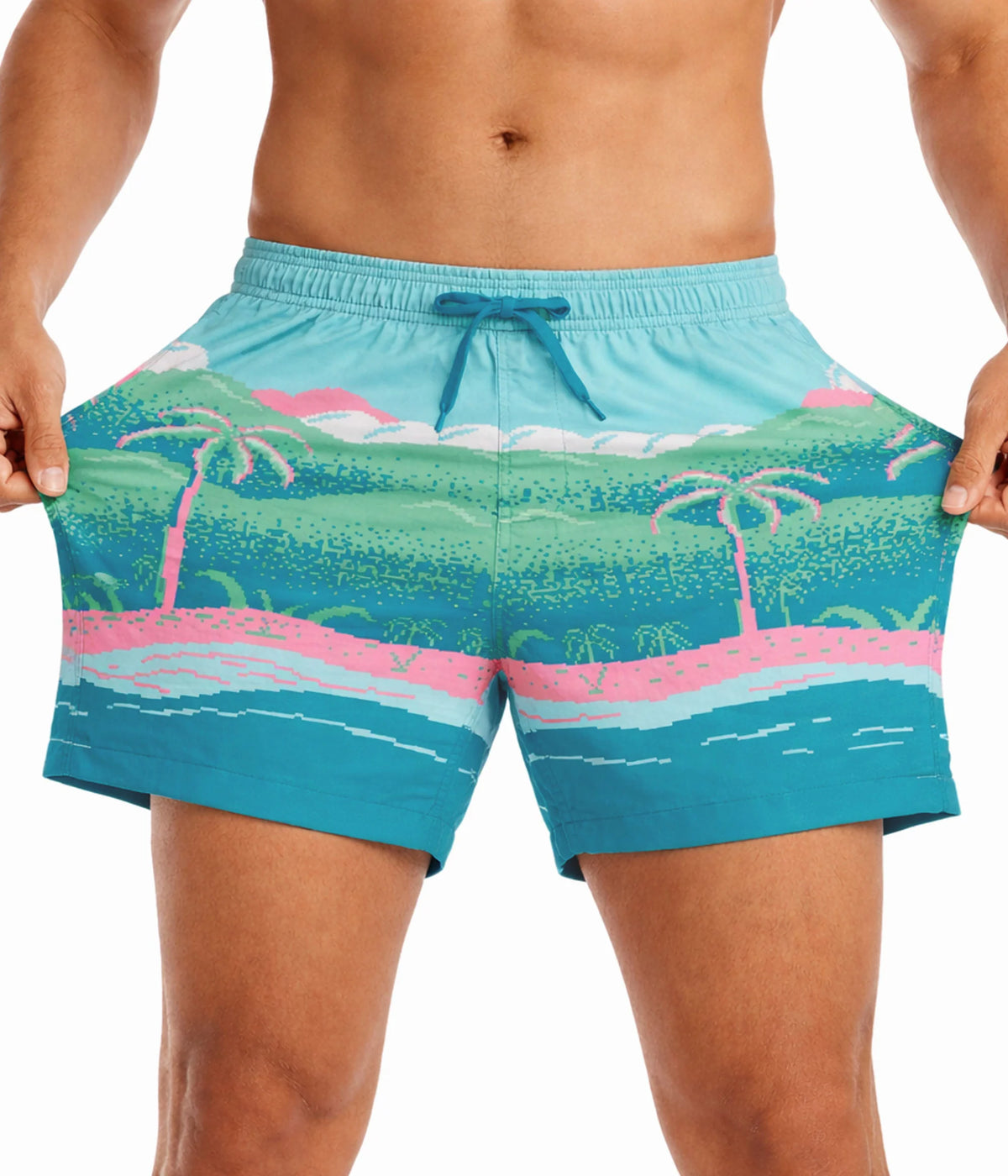 Men's 6" Inseam 8-Bit Paradise Swim Trunks